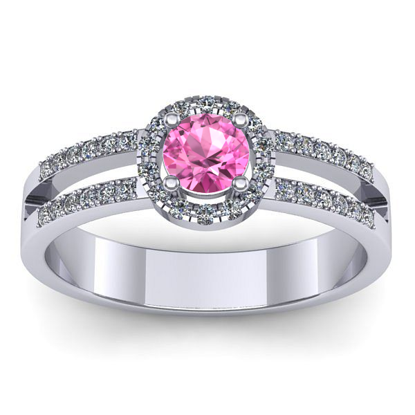 Inel de logodna cu safir roz rotund