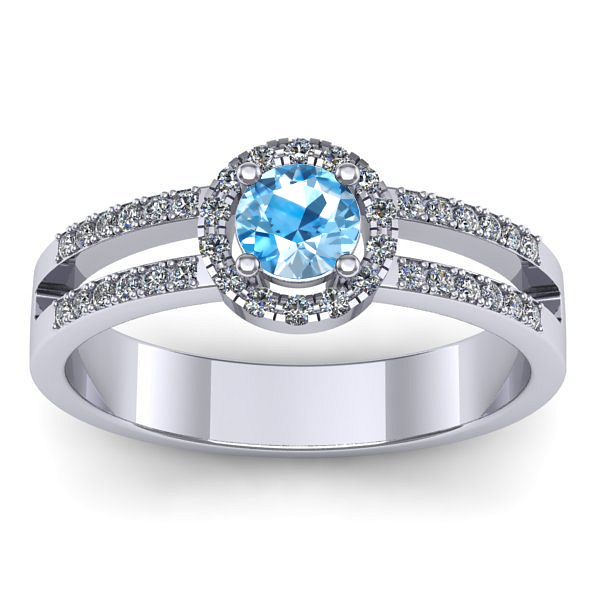 Inel de logodna cu topaz blue rotund