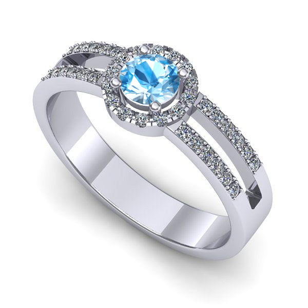 Inel logodna din aur alb cu topaz blue