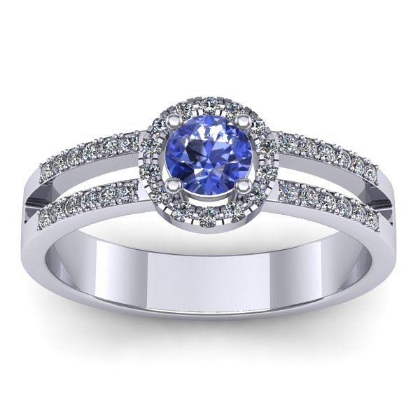 Inel cu tanzanit rotund