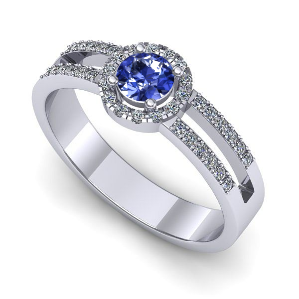 Inel din aur alb cu tanzanit