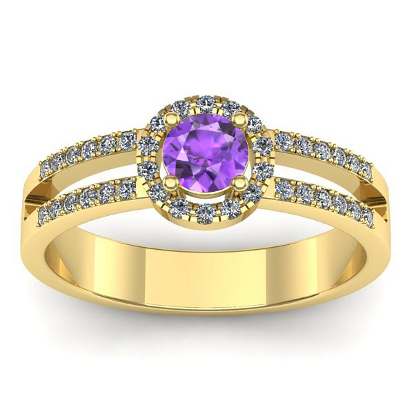 Inel logodna cu ametist rotund