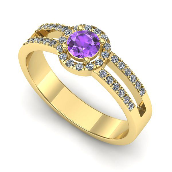 Inel din aur galben cu ametist