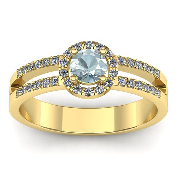 Inel logodna cu aquamarin rotund