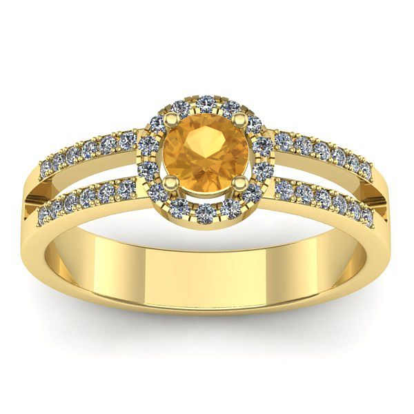 Inel logodna cu citrin rotund