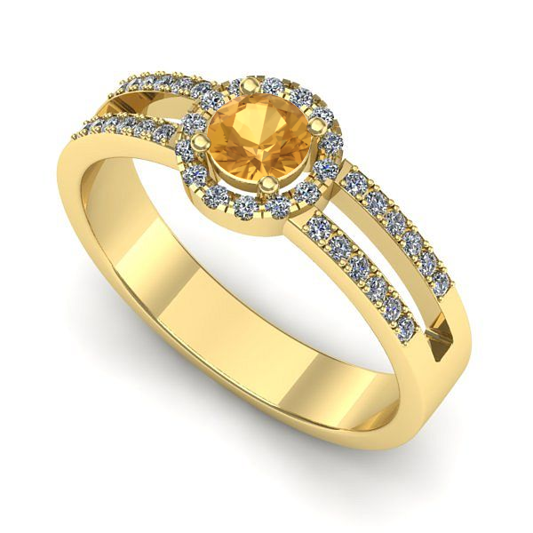 Inel logodna din aur galben cu citrin