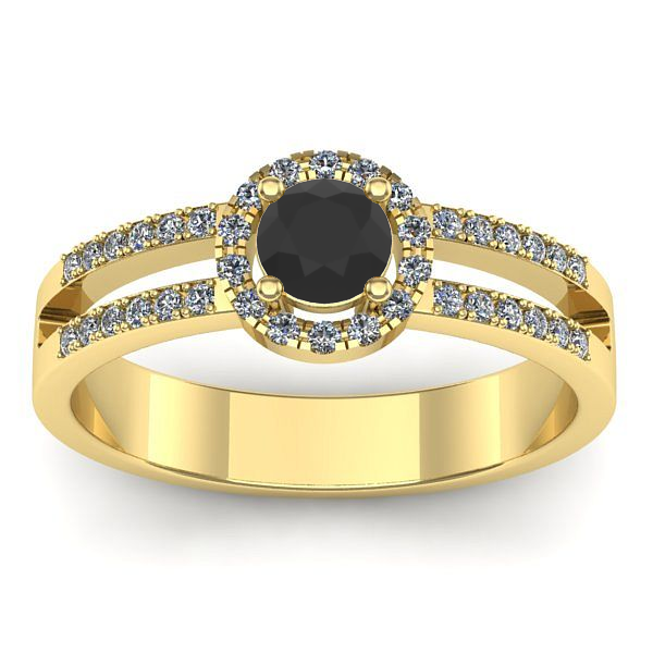 Inel de logodna cu diamant negru rotund