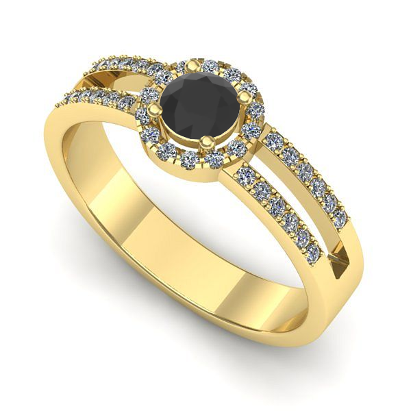 Inel logodna din aur galben cu diamant negru