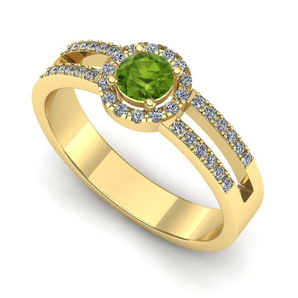 Inel logodna din aur galben cu peridot