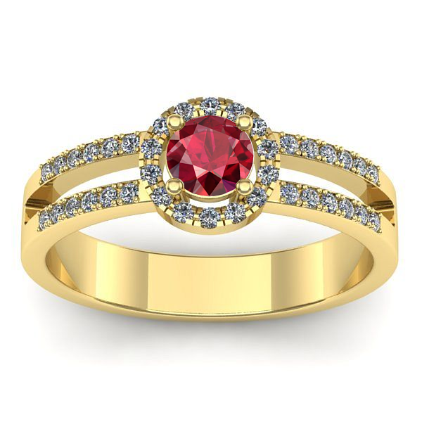 Inel logodna cu rubin rotund