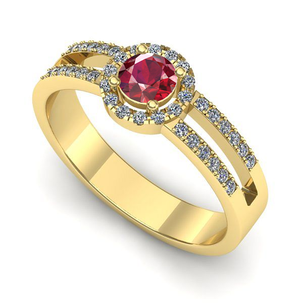 Inel logodna din aur galben cu rubin