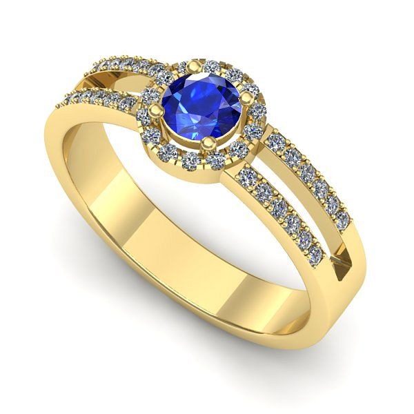 Inel din aur galben cu safir