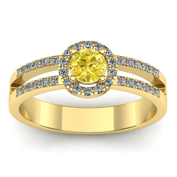 Inel cu safir galben rotund