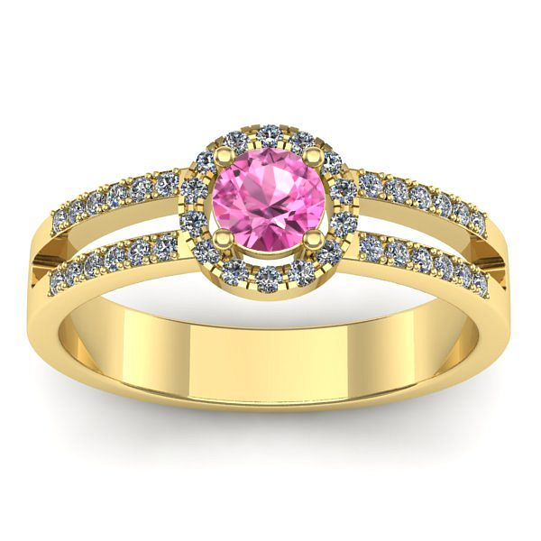 Inel cu safir roz rotund