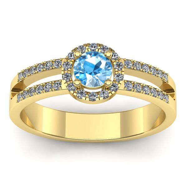 Inel cu topaz blue rotund