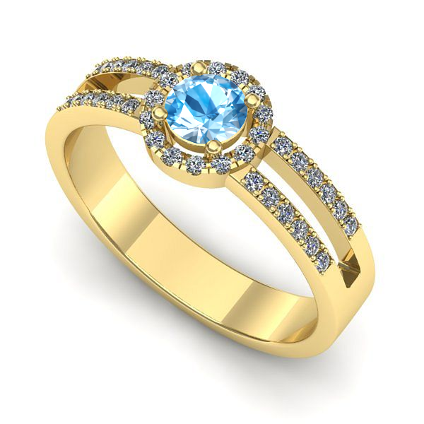 Inel din aur galben cu topaz blue