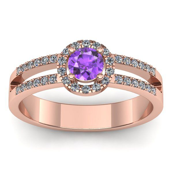 Inel de logodna cu ametist rotund