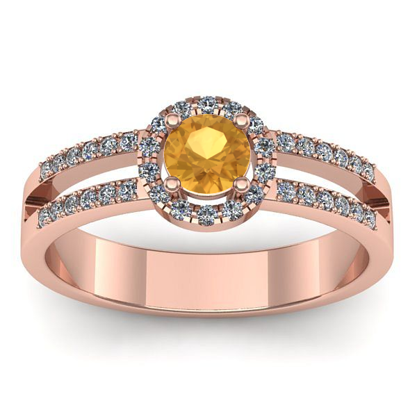 Inel logodna cu citrin rotund