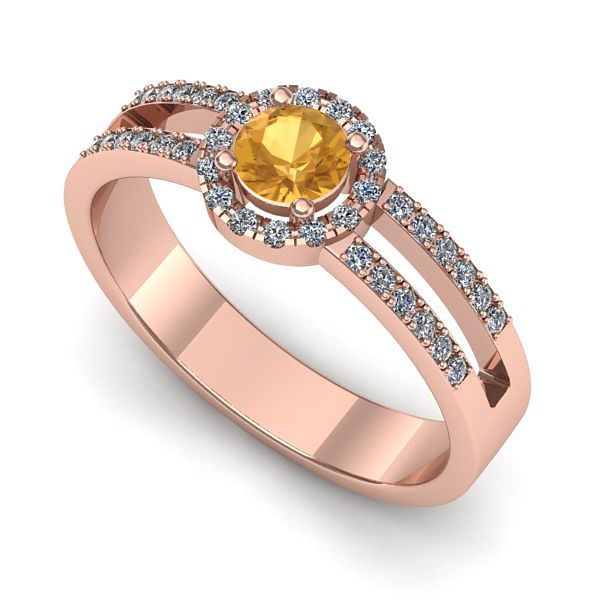 Inel din aur roz cu citrin