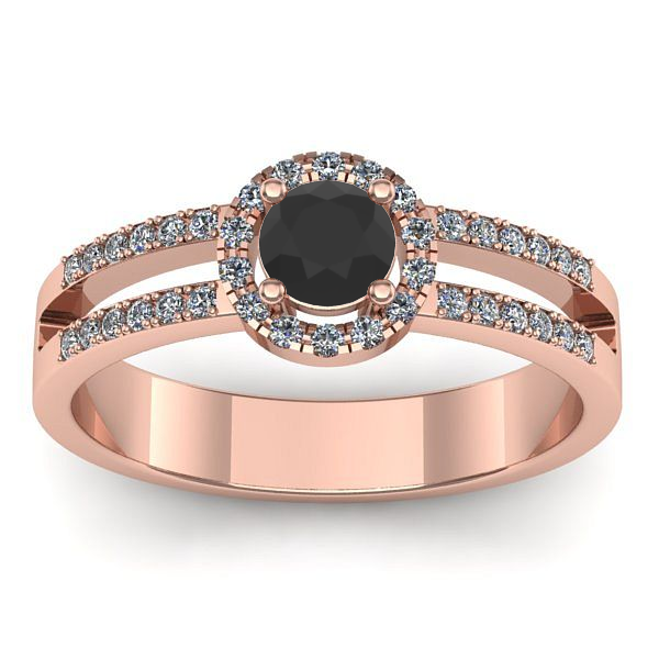 Inel cu diamant negru rotund