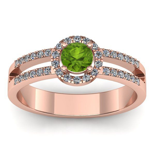 Inel logodna cu peridot rotund