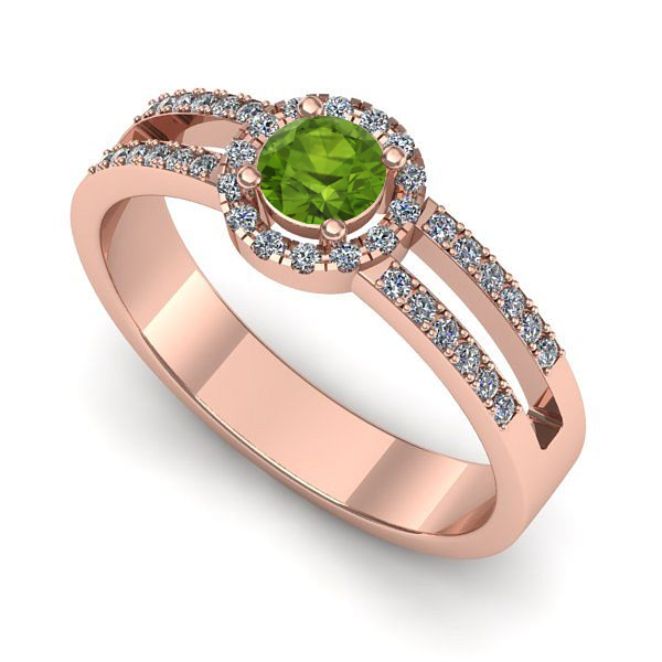 Inel logodna din aur roz cu peridot