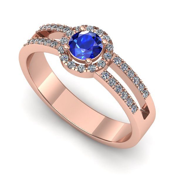 Inel din aur roz cu safir