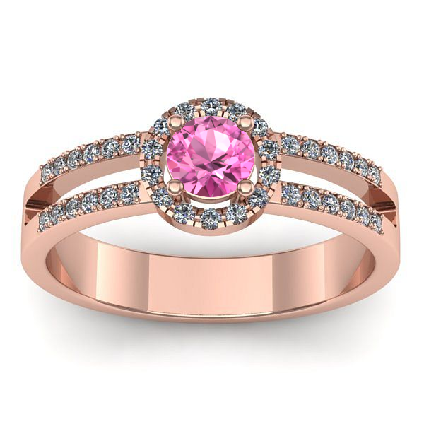 Inel cu safir roz rotund