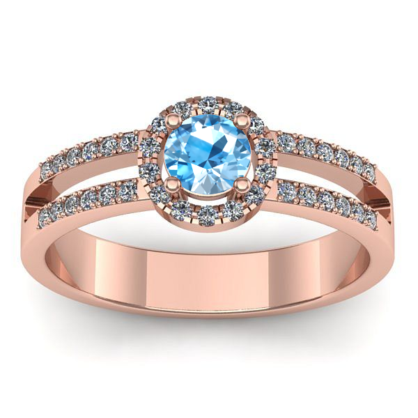 Inel cu topaz blue rotund