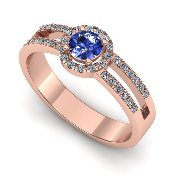 Inel din aur roz cu tanzanit