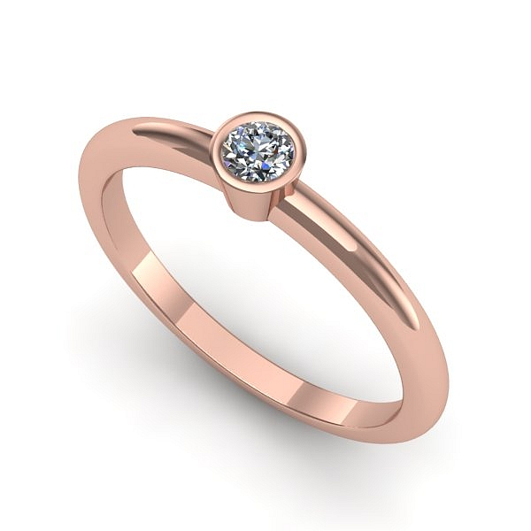 Inel de logodna din aur roz cu diamant