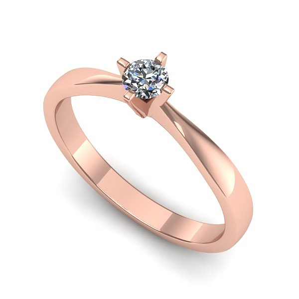 Inel de logodna din aur roz cu diamant