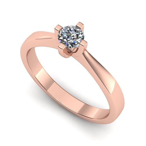 Inel logodna din aur roz cu diamant