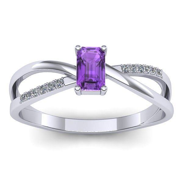 Inel de logodna cu ametist dreptunghiular