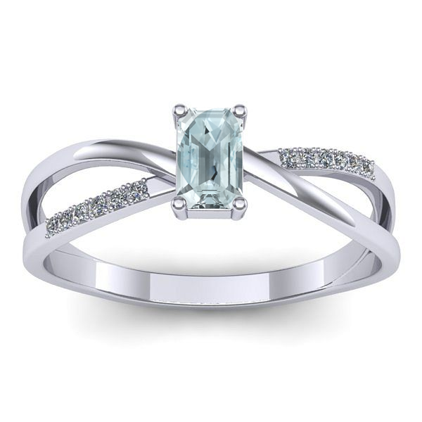 Inel de logodna cu aquamarin dreptunghiular