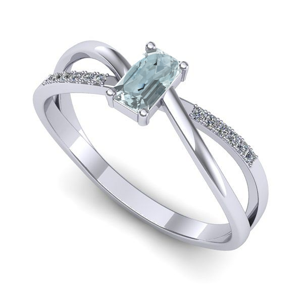 Inel logodna din aur alb cu aquamarin