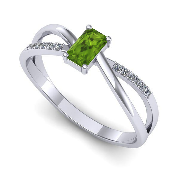 Inel din aur alb cu peridot