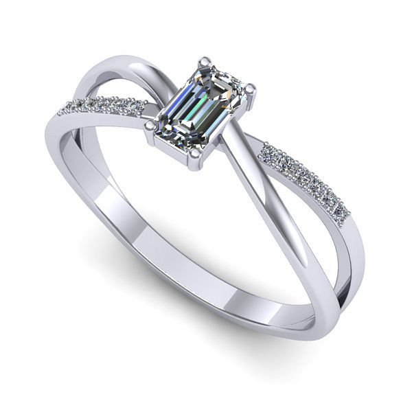 Inel din aur alb cu safir alb