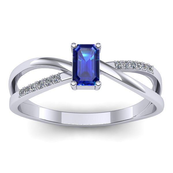 Inel logodna cu safir dreptunghiular