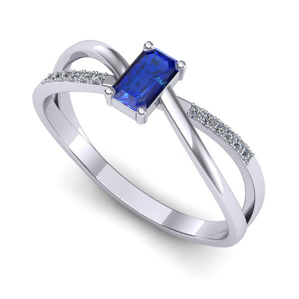 Inel din aur alb cu safir