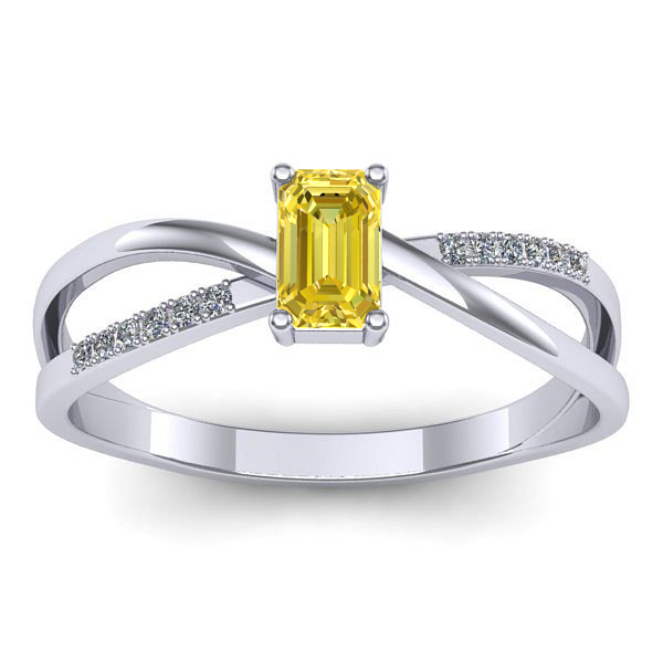 Inel logodna cu safir galben dreptunghiular