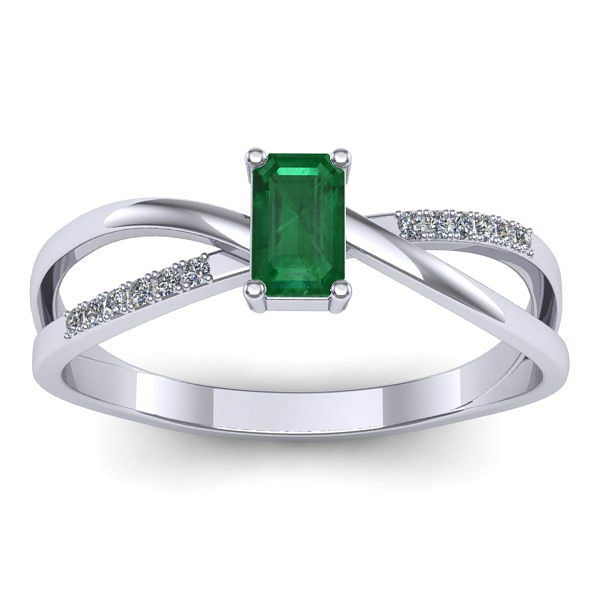 Inel de logodna cu smarald dreptunghiular