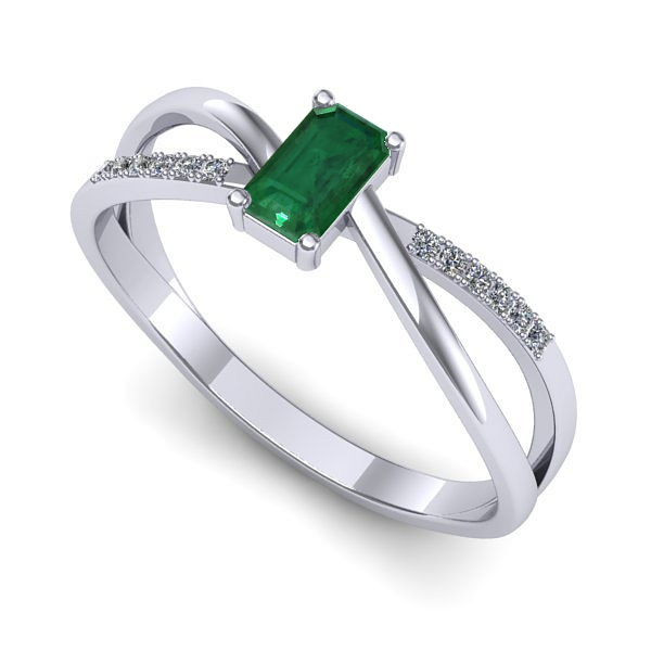 Inel din aur alb cu smarald