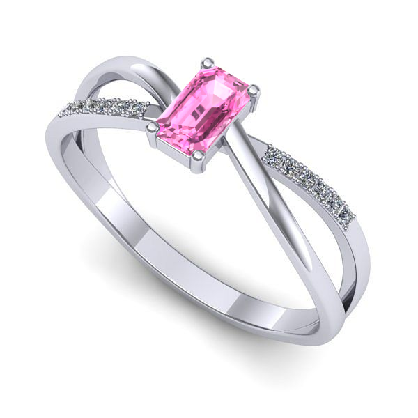 Inel din aur alb cu safir roz