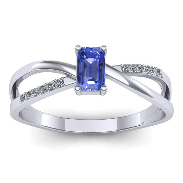 Inel de logodna cu tanzanit dreptunghiular