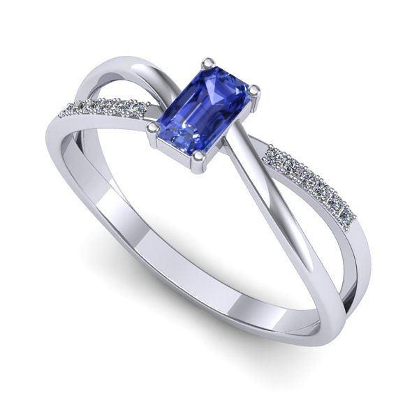 Inel de logodna din aur alb cu tanzanit