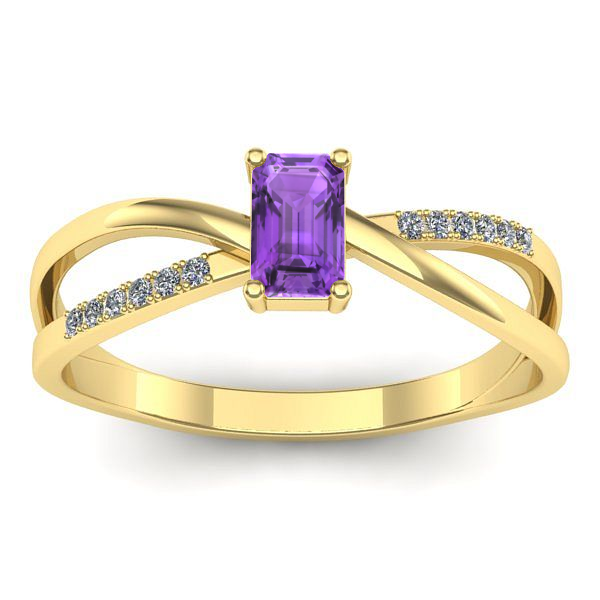 Inel cu ametist dreptunghiular