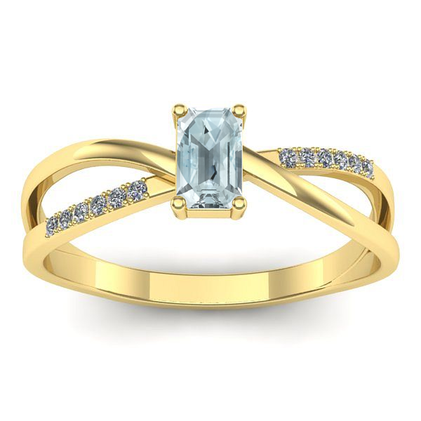 Inel cu aquamarin dreptunghiular