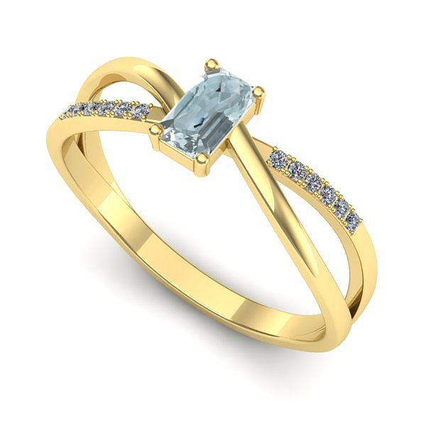 Inel de logodna din aur galben cu aquamarin