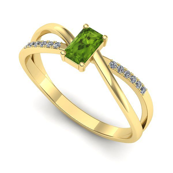 Inel de logodna din aur galben cu peridot